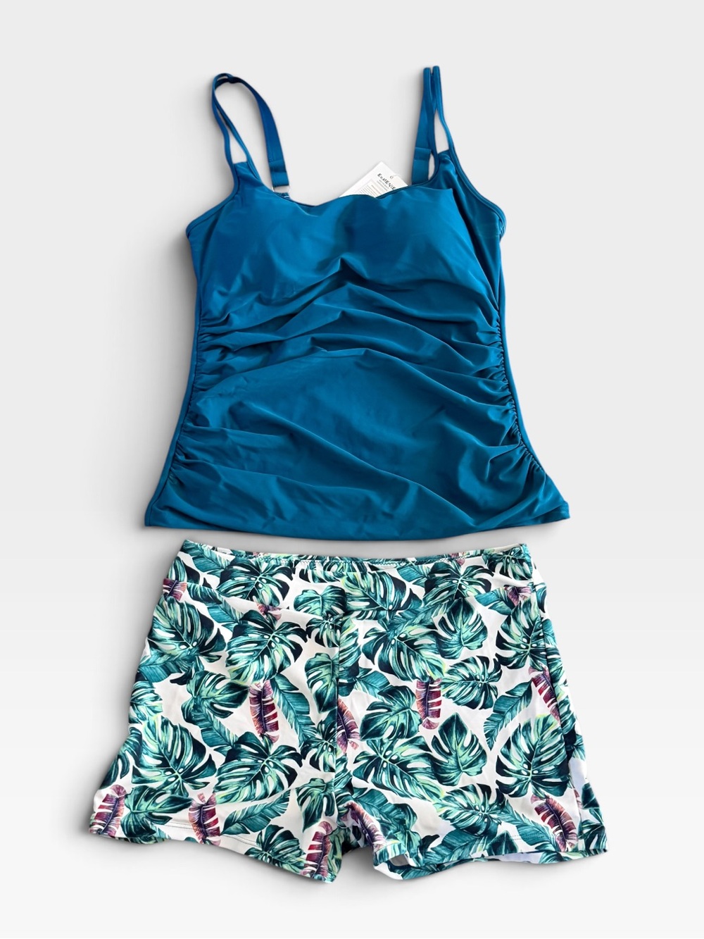 Eomenie Women's Tummy Control Tankini Set Two Piece Modest Swimsuits Size XL NWT